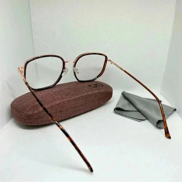 Rose Gold and Animal Print Frame Blue Light Blocking Optical Glasses - Picture 3 of 5